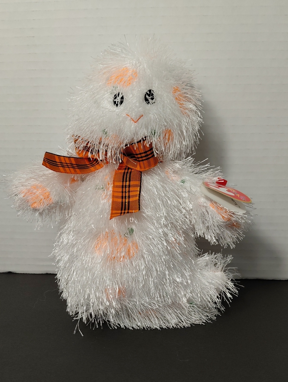 Ty Punkies Collection Screamers Ghost Plush White & Orange With Plaid Bow